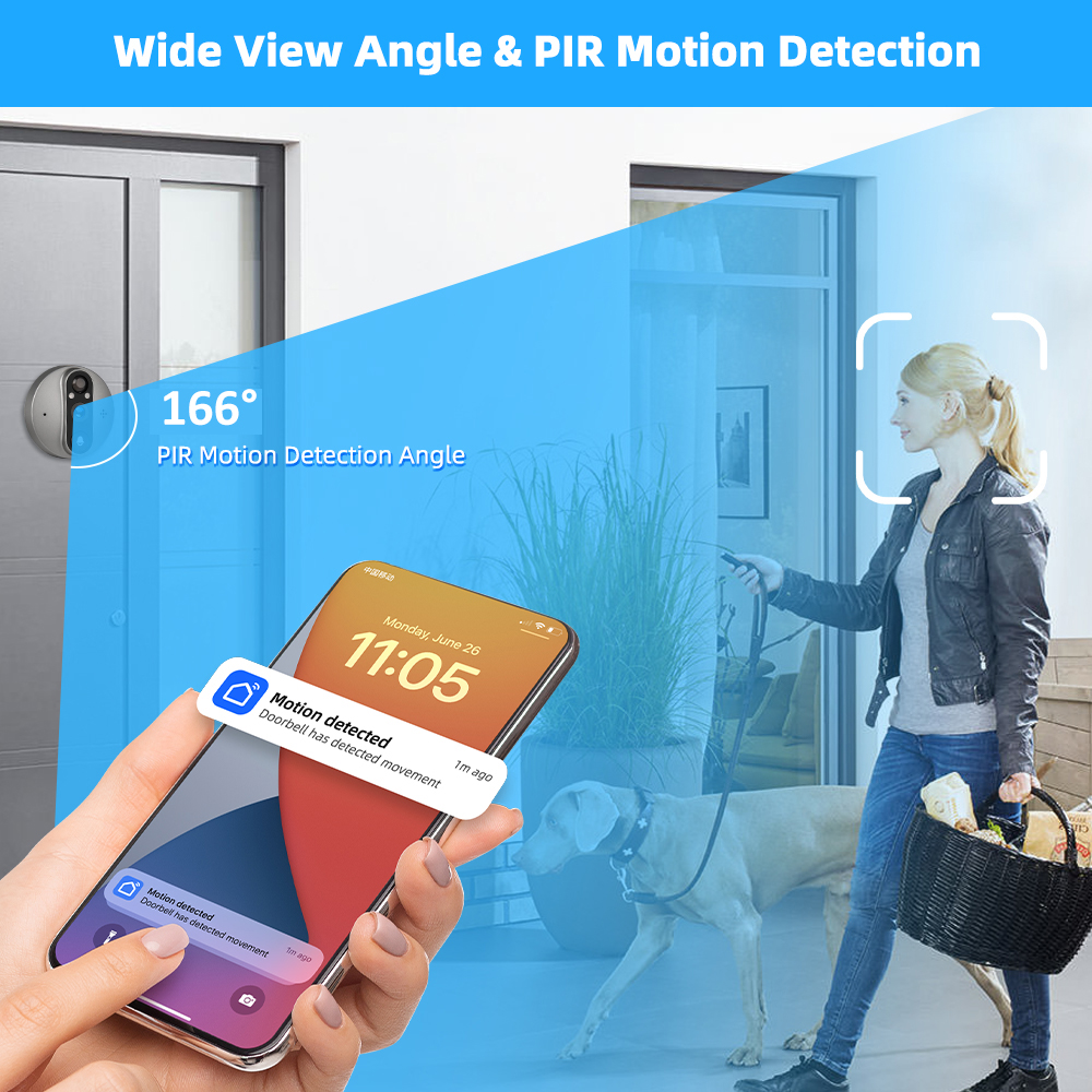 3MP WiFi Smart Tuya Peephole 5 - Smart Doorbell Wired reseña y precio