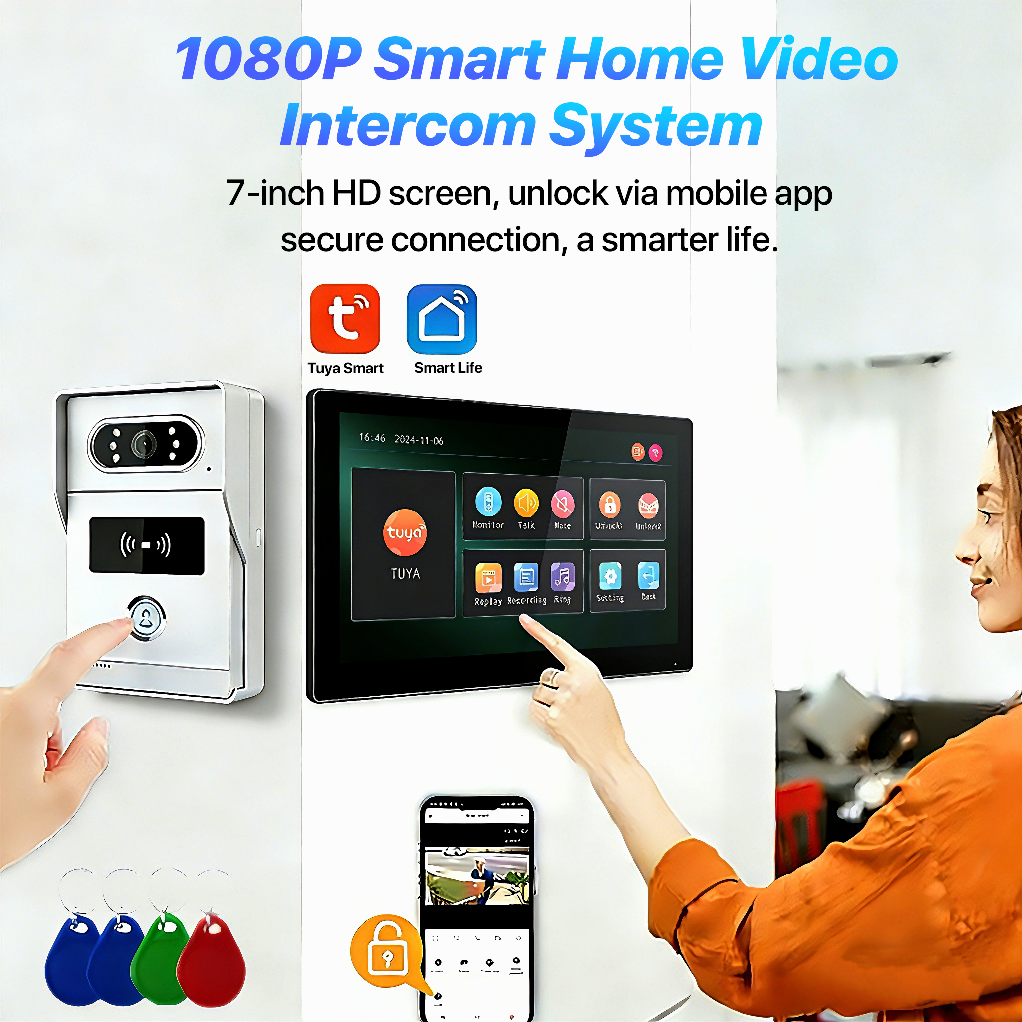 Tuya 7' Touch Screen Smart Vid - Smart Doorbell Wired reseña y precio