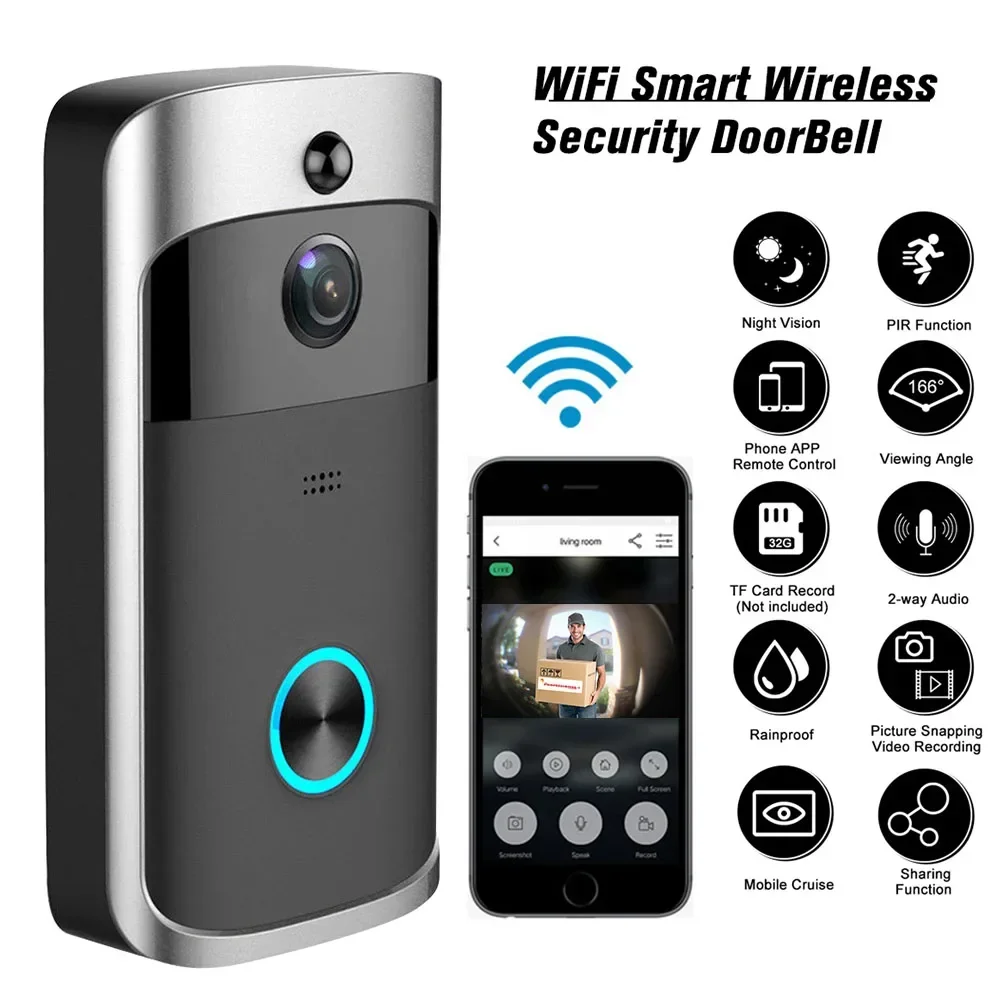 720P HD Smart Home Wireless WI - Smart Doorbell Wired reseña y precio