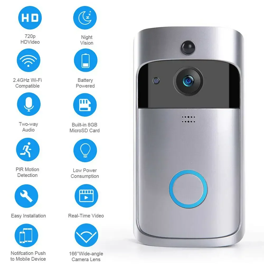 720P HD Smart Home Wireless WI - Smart Doorbell Wired reseña y precio